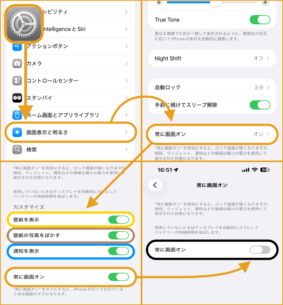 常に画面オンオプション
