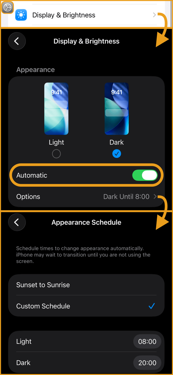 Set Appearance to Automatic